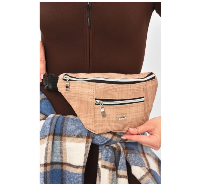 Бананка жіноча бежевого кольору з принтом 203325L