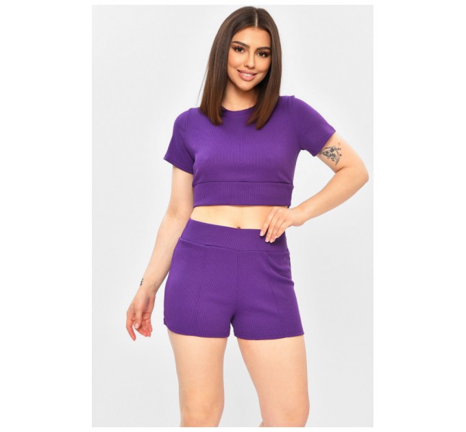 Костюм жіночий однотонний фіолетового кольору 203341L