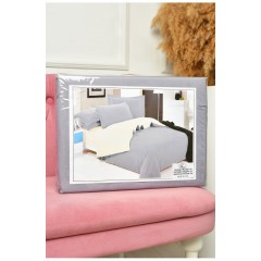 Комплект постільної білизни сірий з молочним півторка 203572L Комплект постільної білизни сірий з молочним півторка 203572L