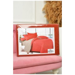Комплект постільної білизни теракотовий з сірим півторка 203575L Комплект постільної білизни теракотовий з сірим півторка 203575L