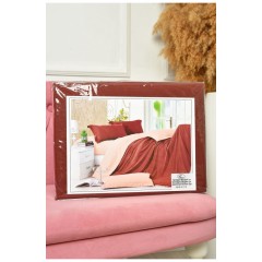 Комплект постільної білизни бордовий з персиковим півторка 203577L