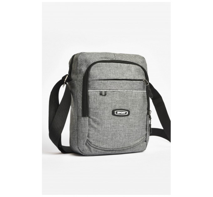 Мужская сумка через плечо текстиль серого цвета 203619L