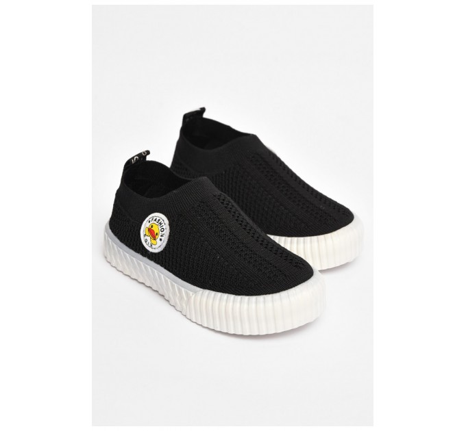 Мокасини дитячі чорного кольору текстиль 203654L