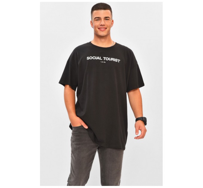 Футболка мужская батальная черного цвета 204005L