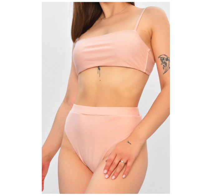 Купальник жіночий однотонний світло-рожевого кольору 204182L