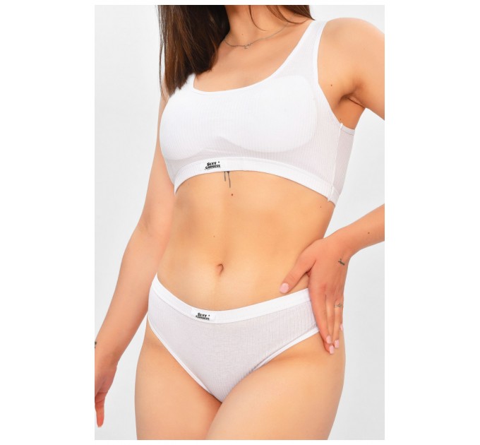 Комплект женский рубчик белого цвета чашка В 204219L