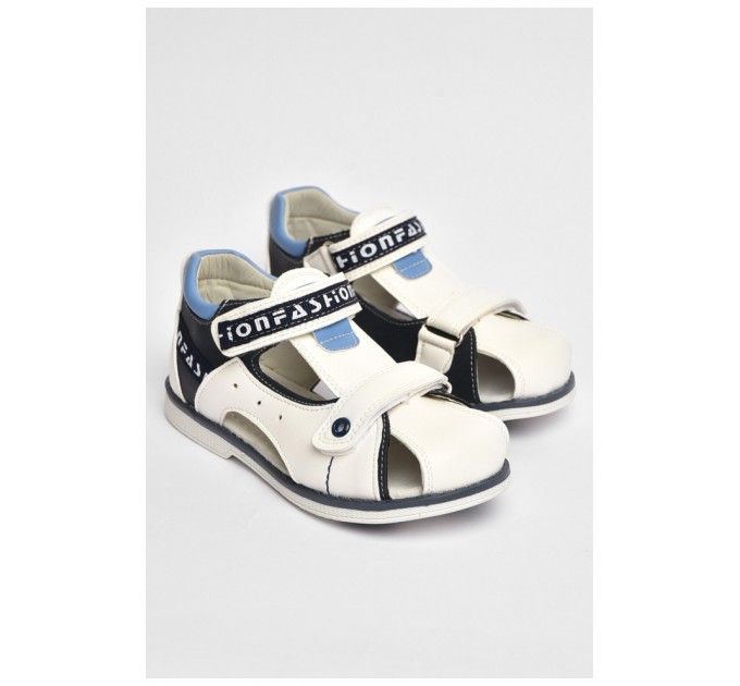 Сандалі дитячі хлопчик білого кольору на липучці 204359L
