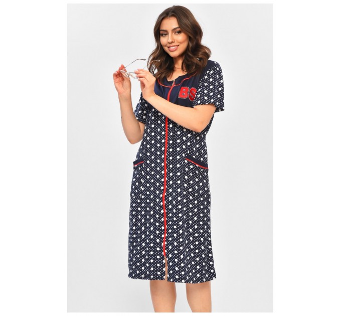 Халат жіночий батальний темно-синього кольору з принтом 204598L