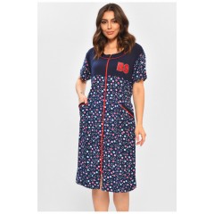 Халат жіночий батальний темно-синього кольору з принтом 204600L