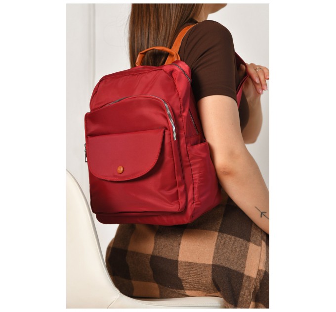 Рюкзак жіночий однотонний червоного кольору 204652L