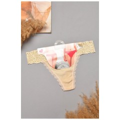 Стрінги жіночі однотонні бежевого кольору 204784L