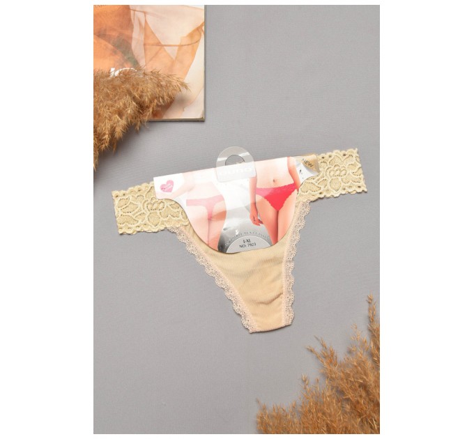 Стрінги жіночі однотонні бежевого кольору 204784L