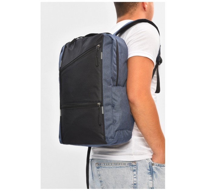 Рюкзак чоловічий спортивний 3в1 синього кольору з принтом 204939L