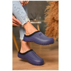 Калоші жіночі ез задника утеплені синього кольору 205098L