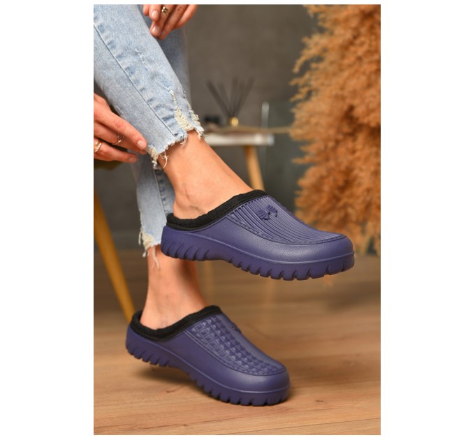 Калоші жіночі ез задника утеплені синього кольору 205098L