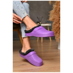 Сабо жіночі піна на хутрі фіолетового кольору 205199L