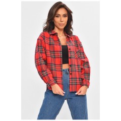 Сорочка жіноча червоного кольору в клітинку 205208L Сорочка жіноча червоного кольору в клітинку 205208L
