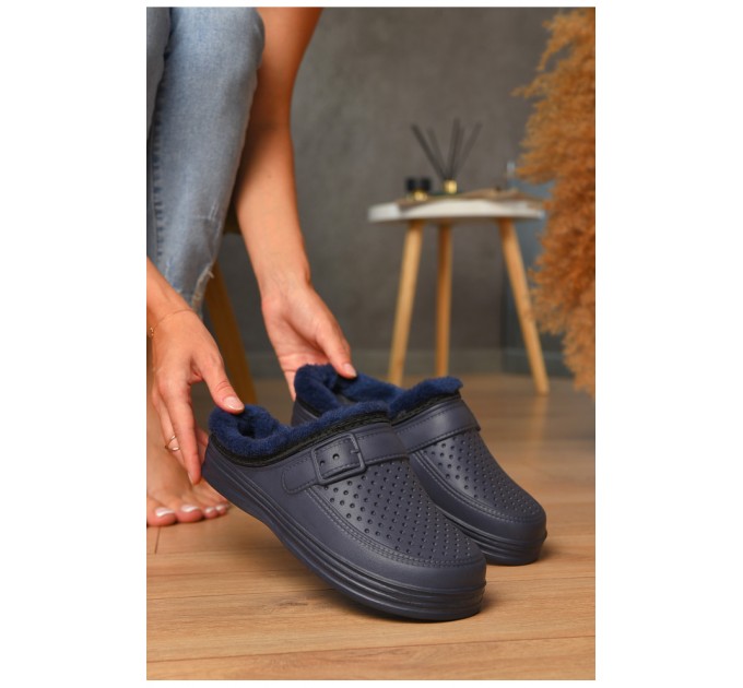 Сабо жіночі піна на хутрі синього кольору 205250L