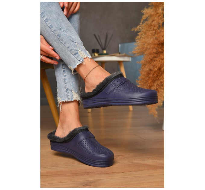 Сабо женская пена на меху фиолетового цвета 205252L