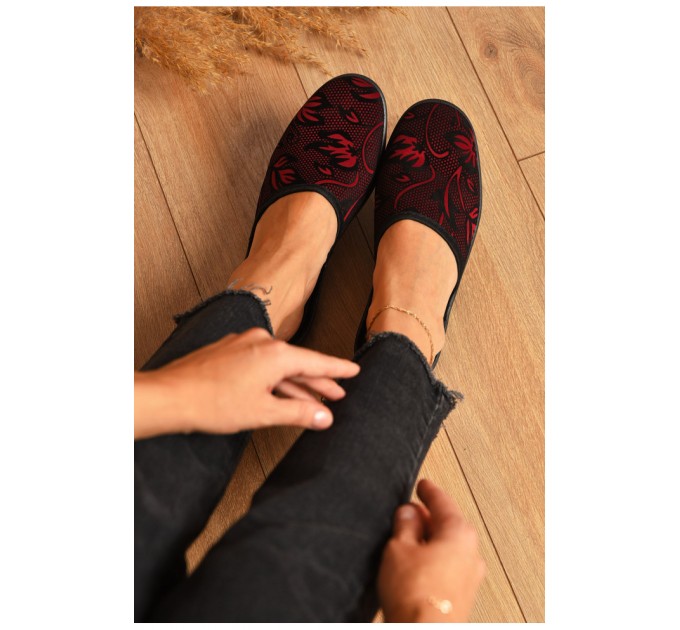 Тапочки женские бордового цвета 205436L