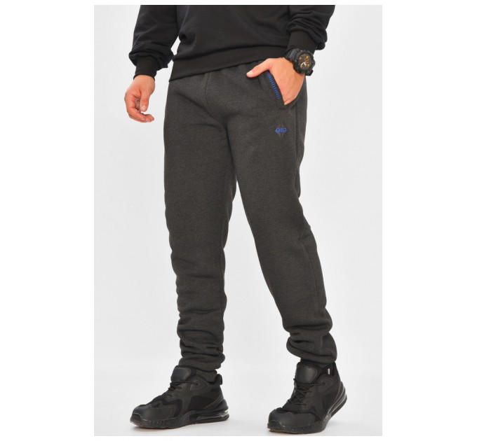 Спортивні штани чоловічі на флісі темно-сірого кольору 205878L