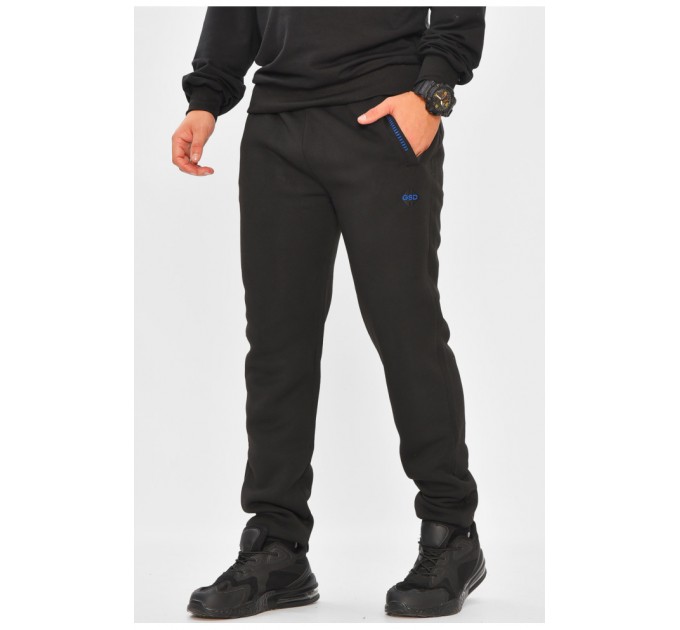 Спортивні штани чоловічі на флісі чорного кольору 205879L
