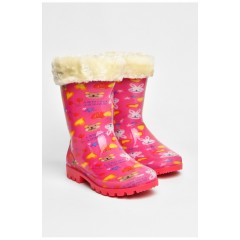 Чоботи резинові для дівчинки рожевого кольору зі зйомним утеплювачем 205908L