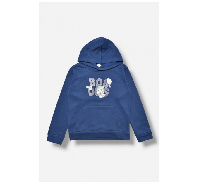 Свитшот детский для мальчика на флисе синего цвета 206013L