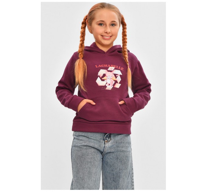 Світшот дитячий для дівчинки на флісі темно-фіолетового кольору 206023L