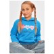 Свитшот детский для девочки на флисе бирюзового цвета 206031L