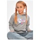Свитшот детский для девочки на флисе серого цвета 206032L
