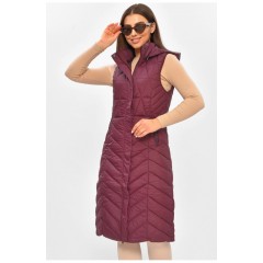 Жилетка женская удлиненная бордового цвета 206118L