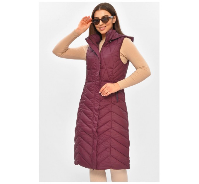 Жилетка жіноча подовжена бордового кольору 206118L