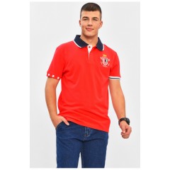 Футболка чоловіча поло червоного кольору з принтом 206301L