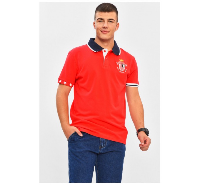 Футболка чоловіча поло червоного кольору з принтом 206301L