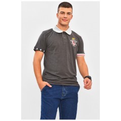 Футболка чоловіча поло темно-сірого кольору з принтом 206303L