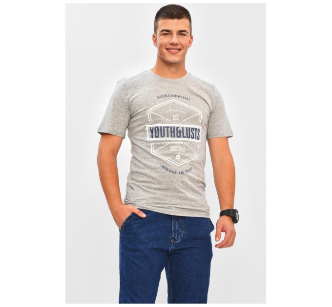 Футболка чоловіча сірого кольору з принтом 206345L