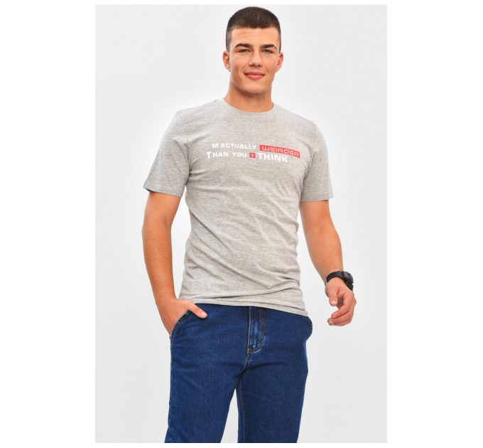 Футболка чоловіча сірого кольору з принтом 206348L