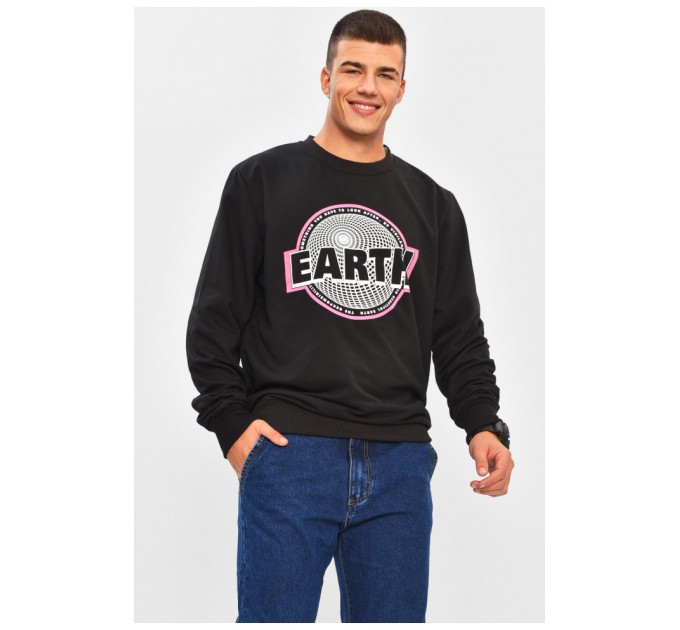 Худі чоловіче чорного кольору з принтом 206453L