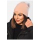 Шапка женская весна - осень светло-розового цвета с бубоном 150977L
