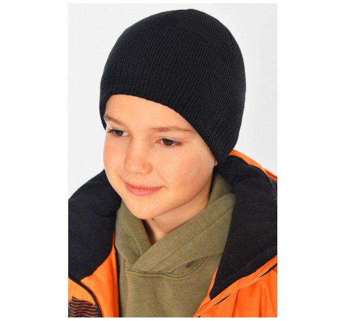 Шапка на флісі для хлопчика чорного кольору 151277L