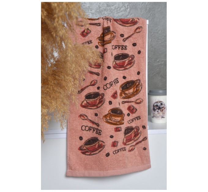 Полотенце кухонное махровое светло-розового цвета 157662L