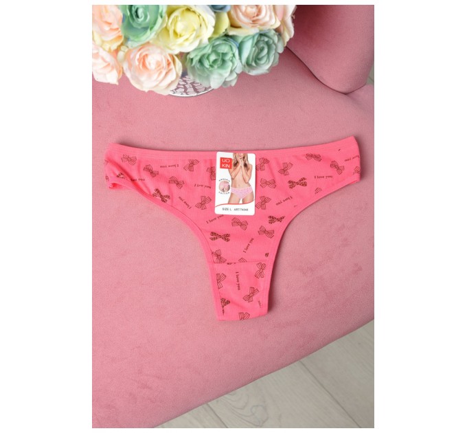 Стрінги жіночі бавовняні малинового кольору 162692L