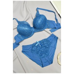 Комплект жіночий синього кольору чашка В 165215L