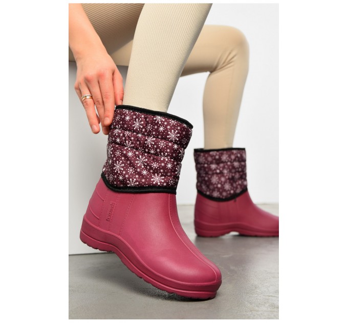 Дутики жіночі на хутрі бордового кольору 166652L