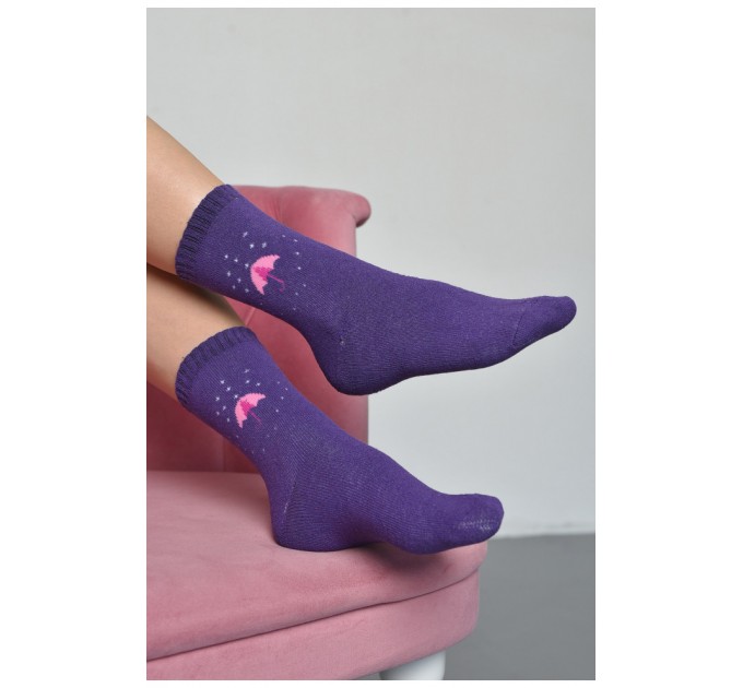 Шкарпетки махрові жіночі фіолетового кольору розмір 37-42 168021L