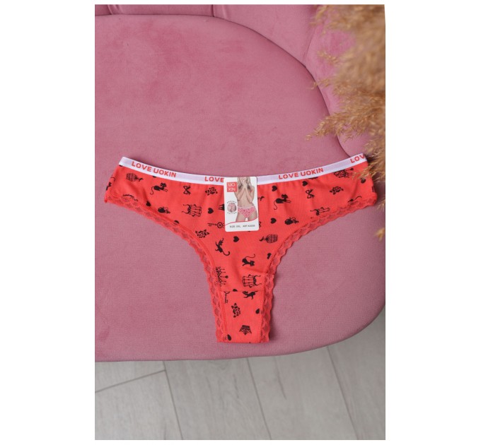 Стринги женские с принтом кораллового цвета 169686L