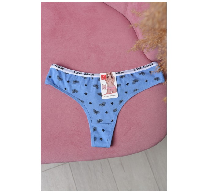 Стринги женские с принтом синего цвета 169741L