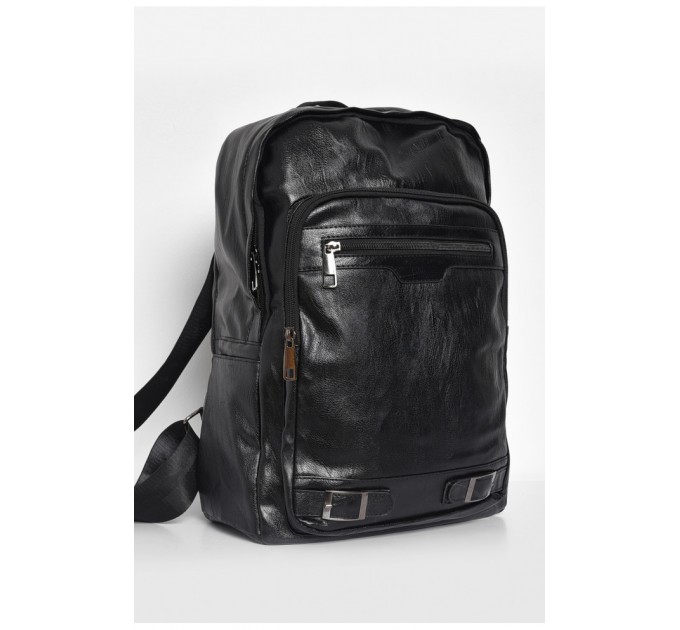 Рюкзак чоловічий з екошкіри чорного кольору 173436L