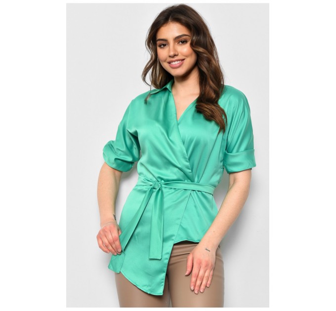 Женская блузка на запах зеленого цвета 173757L